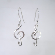Silver treble clef earrings
